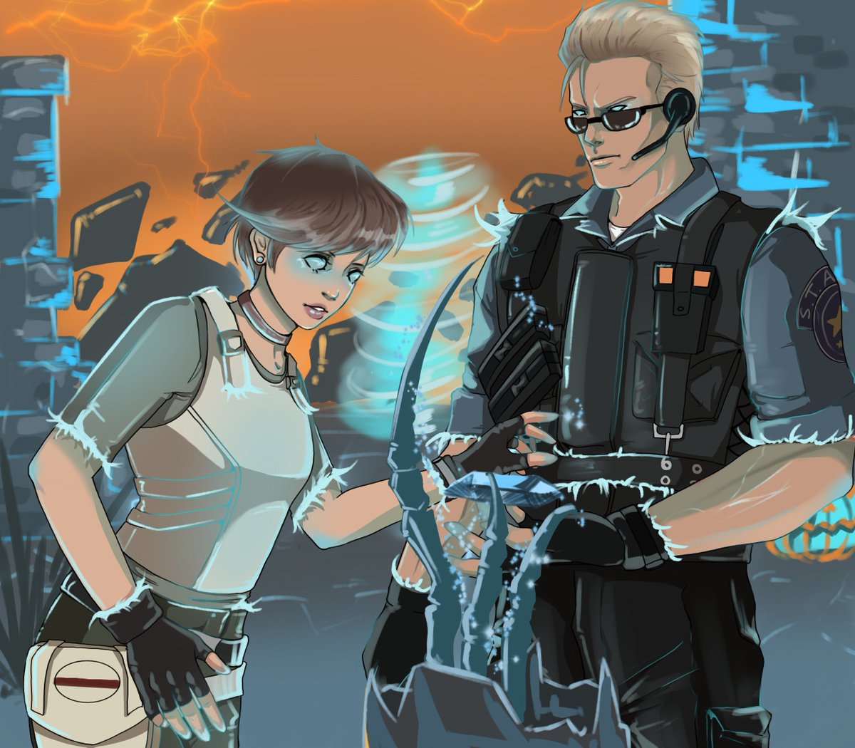 Coufind's tweet photo. #AlbertWesker #RebeccaChambers #dbd 
Do you think the next RE outfits will be released in another three years🤔? Anyway, I hope you smashed enough pumpkins in the Halloween event! https://t.co/9LRocoPU5A