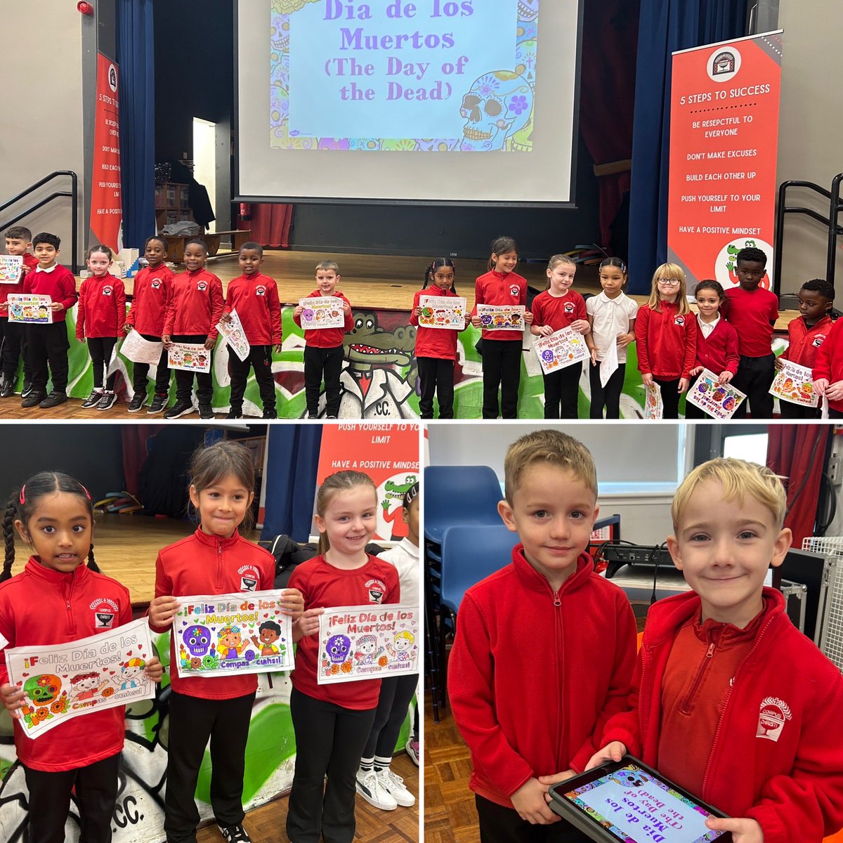 During this week’s infant assembly we learned about our holy day of All Saints. P2a presented about Dia de los Muertos. We were very impressed with their knowledge of the Spanish language and Mexican traditions. P2a presenting to the whole assembly! Well done! 👏 #oracy #spanish