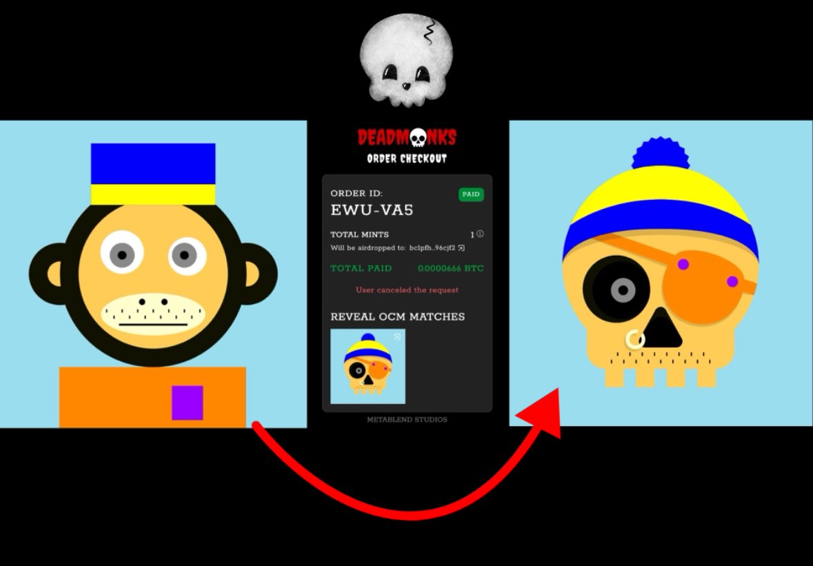 Reminder 💀

You can do some really cool s**t on Bitcoin with recursion!

The DeadMonks mint that’s going on right now ($7) is a great example of that.