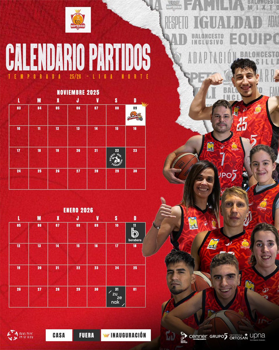 BSRnavarra's tweet photo. 🏀🔥 ¡Arranca la temporada! 🔥🏀

📅 Primer partido - 9 de noviembre
📍 En casa – UPNA, 11:00h

💪🏼 ¡Os queremos ver ahí, animando a tope en el primer partido de la temporada!

9 NOV 🏠
22 NOV 🚐
11 ENE 🚐
31 ENE 🚐
14 MAR 🚐
21 MAR 🏠
17 MAY 🏠
24 MAY 🏠

❤️🧡 ¡Vamos BSR Navarra! https://t.co/43T6G99ybC