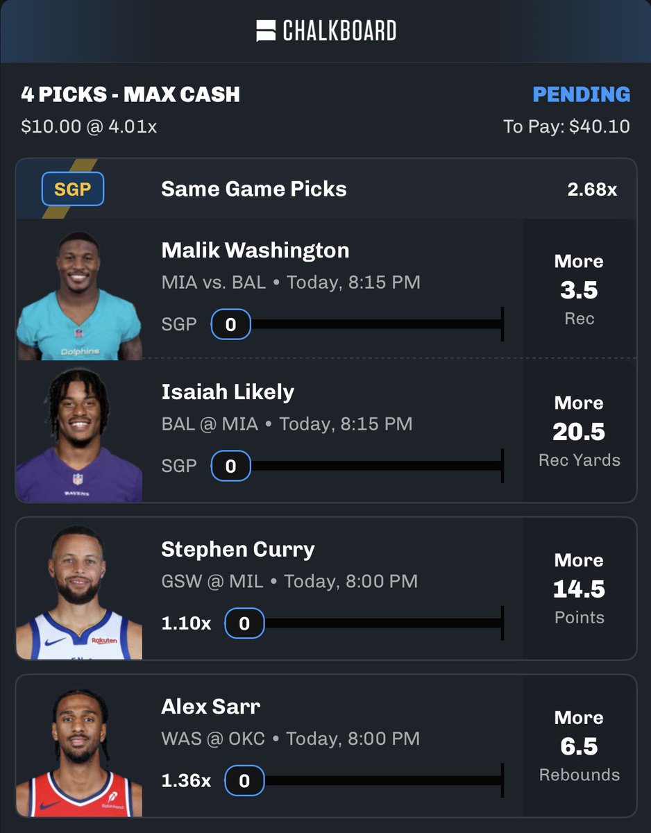 Elev8YourOdds's tweet image. 10/30 Chalkboard Slip! 😤💰🎱🤑🎰🔥

Download Chalkboard &amp;amp; use my code EYO for a 100% Deposit Match + FREE PICK💥

Sign up link in comments below!
#EYO🎱 #ChalkboardHQ #GamblingX #ThursdayNightFootball #NFL #NBA #PlayerPropBets #FreePicks #FreeBets 
#SportsBettingX