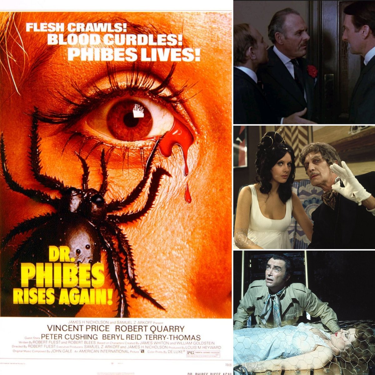 christianhpaz's tweet image. #Pelicula_30: Otra secuela que vale la pena. Fuest, Price y Cushing apareciendo brevemente por allí muestran que lo viejo funciona (?

#DrPhibesRisesAgain #RobertFuest #VincentPrice #RobertQuarry #PeterCushing #31HorrorFilms31Days