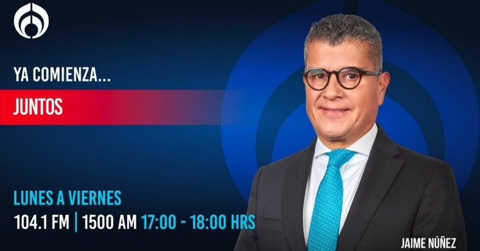 🔴¡En directo! Jaime Núñez (<a href="/janupi/">Jaime L. Núñez Piña 🍍</a>) desglosa los temas clave de la agenda informativa en #Juntos, de lunes a viernes a las 5 PM. No te pierdas el análisis en tiempo real. 🎙️  

104.1 FM 🎙 tinyurl.com/ybh5bv9t        
1500 AM 🎙 tinyurl.com/yh24y7h9