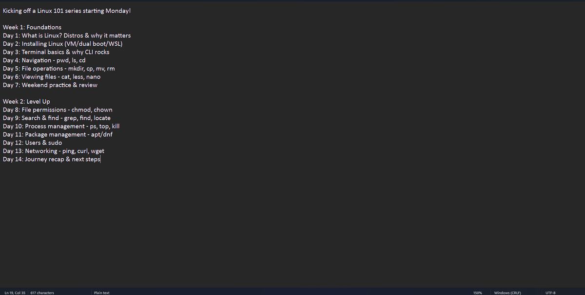x_mitchh's tweet image. 27% of #100DaysOfCyberSecurity. 
I started my Linux journey today. (What is Linux? Distros & why it matters). @ireteeh @segoslavia @Nnajikenechi