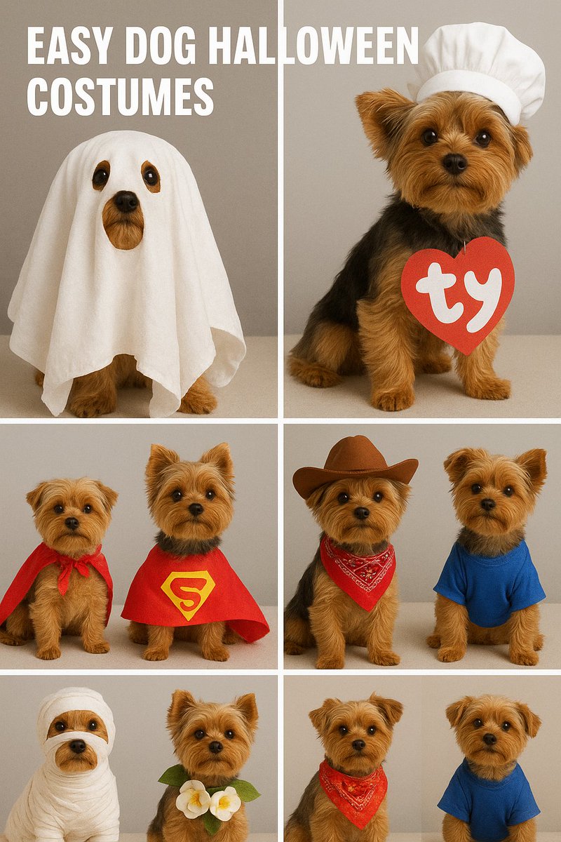 Oh no! You forgot to get a #Halloween costume for your furry friend! Here are some easy ideas made from stuff you have around the house:
1. Ghost Pup 👻
2. Beanie Baby 🧸
3. Chef 🧑‍🍳
4. Superhero 🦸‍♂️
5. Cowboy/girl 🤠
6. Garden Fairy 🌸
7. Mummy 
8. Athlete / Sports Fan 🏈