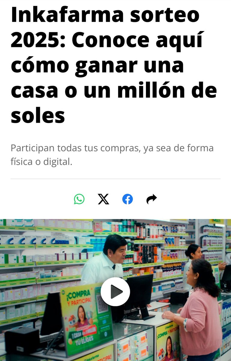No todos los días puedes ganar una casa o un millón de soles, así que yo ya estoy participando en el sorteo de Inkafarma