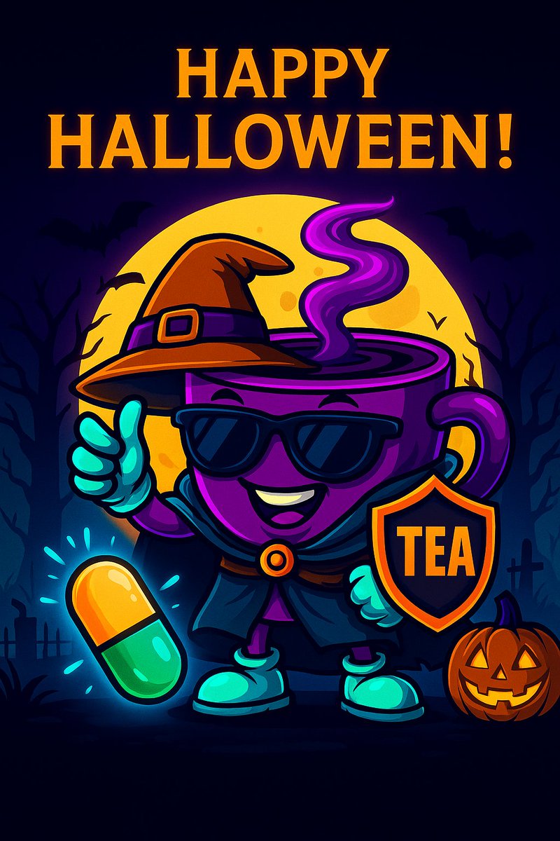 Theteaapp0's tweet image. 🎃 Happy #Halloween, TeaFam! 🫖👻
The witches brew is bubbling, the wallets are glowing,
and the TeaGuard’s out patrolling the dark side of DeFi! 💀
🕸️ Stay safe.
💰 Spot the scams.
🧙‍♂️ Keep your bags clean &amp;amp; your brews warm.
From the entire #TeaAppCoin 🍵 &amp;amp; #TeaGuard team —
we’re