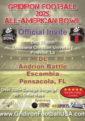 I’m blessed to receive a invitation to the All American Bowl <a href="/MikeBennett3610/">Mike Bennett</a> <a href="/Def_Coach/">Gary Cowart</a> <a href="/OC_BrettB/">Brett Bennett</a> <a href="/CoachCanaan/">Franchot Canaan</a>