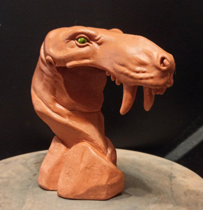 __Kahito__'s tweet photo. Unfortunately, I forgot to take photos of the stages of my work and these are all the photos I have. 
#Inostrancevia #paleoart #gorgonopsid https://t.co/Nx3euUAeIa