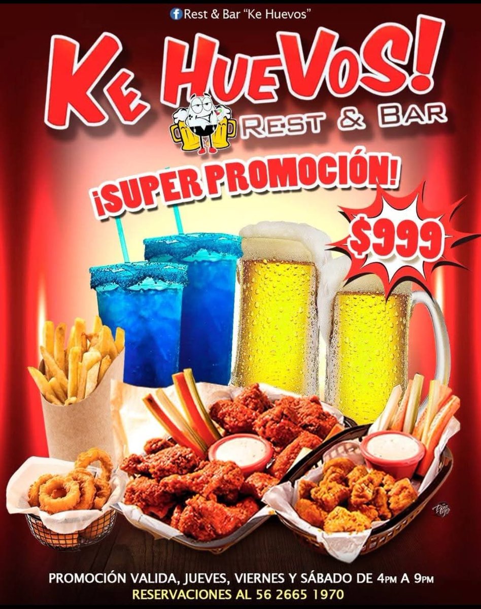 PuntoMedioEdo's tweet image. 🪗🙈🎙 ¡Rest &amp;amp; Bar &quot;Ke Huevos&quot; está de #aniversario y te invita a festejar con ellos!

👉🏻 Si te gusta la Banda #Sinaloense este es el lugar ideal para disfrutar del fin de semana.

🍾 Aprovecha las promociones del mes.

🚫 No Cover

📍Ubicados en Plaza Capri.