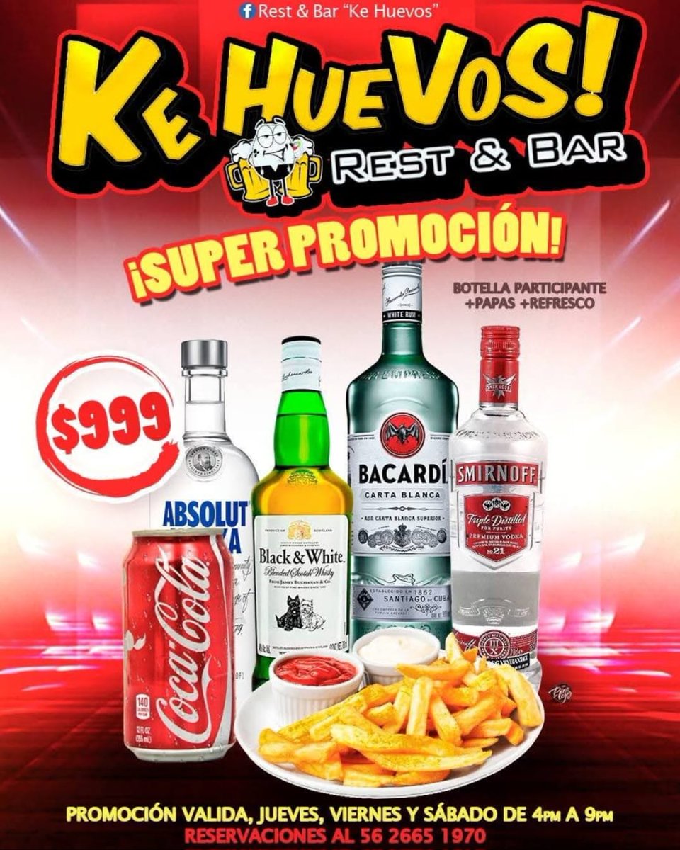 PuntoMedioEdo's tweet image. 🪗🙈🎙 ¡Rest &amp;amp; Bar &quot;Ke Huevos&quot; está de #aniversario y te invita a festejar con ellos!

👉🏻 Si te gusta la Banda #Sinaloense este es el lugar ideal para disfrutar del fin de semana.

🍾 Aprovecha las promociones del mes.

🚫 No Cover

📍Ubicados en Plaza Capri.