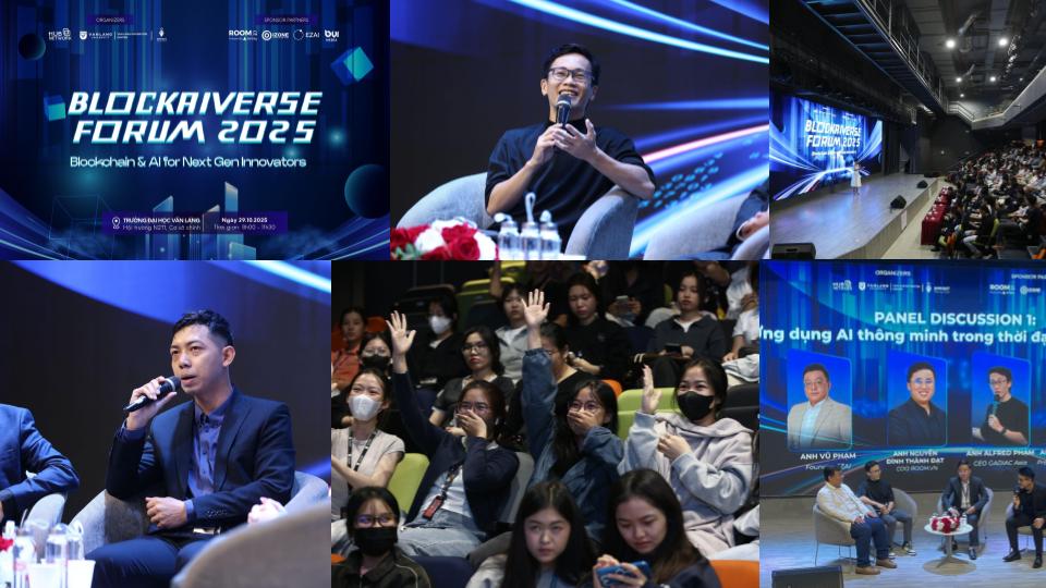 Last Wednesday, I had the chance to join the BlockAiVerse Forum 2025 at Van Lang University 
It was a very inspiring morning about Blockchain &amp; AI for Next Gen Innovators 🌐
Big thanks to <a href="/IlumNguyen/">Ilum Nguyen 🇻🇳 💎</a>  for sharing insightful views on Vietnam’s blockchain ecosystem, and