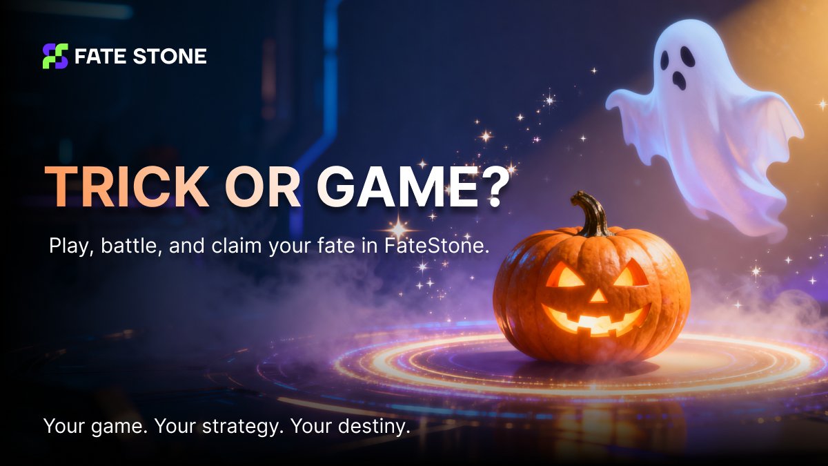 fate_gamefi_'s tweet photo. 🎃 Trick or Token?
No tricks, just epic rewards this #Halloween.
Play, battle, and claim your fate in #FateStone! https://t.co/83WIctilqf