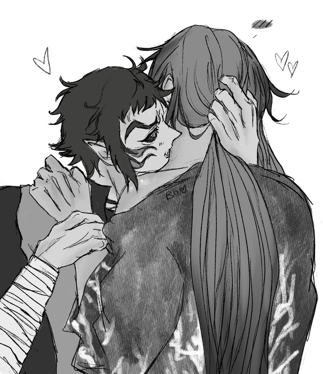 420sorcerer's tweet image. 【Tonight, don&apos;t ever lose sight of me and let go.】

Some KazuKai...

Art by @/tengenslover