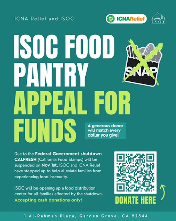 ISOCweb's tweet image. ISOC Weekly News 10/31/2025: Shura Council Gala, Food Pantry Appeal, Aftr Fajr Potluck - mailchi.mp/isocmasjid/iso…
