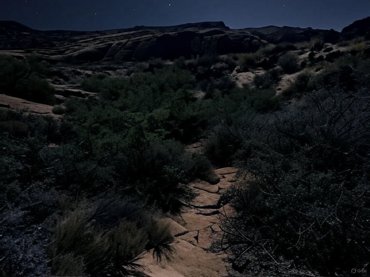 Just desert and moonlight around me.  Better stop thinking about scary stuff.  😬😬👻
