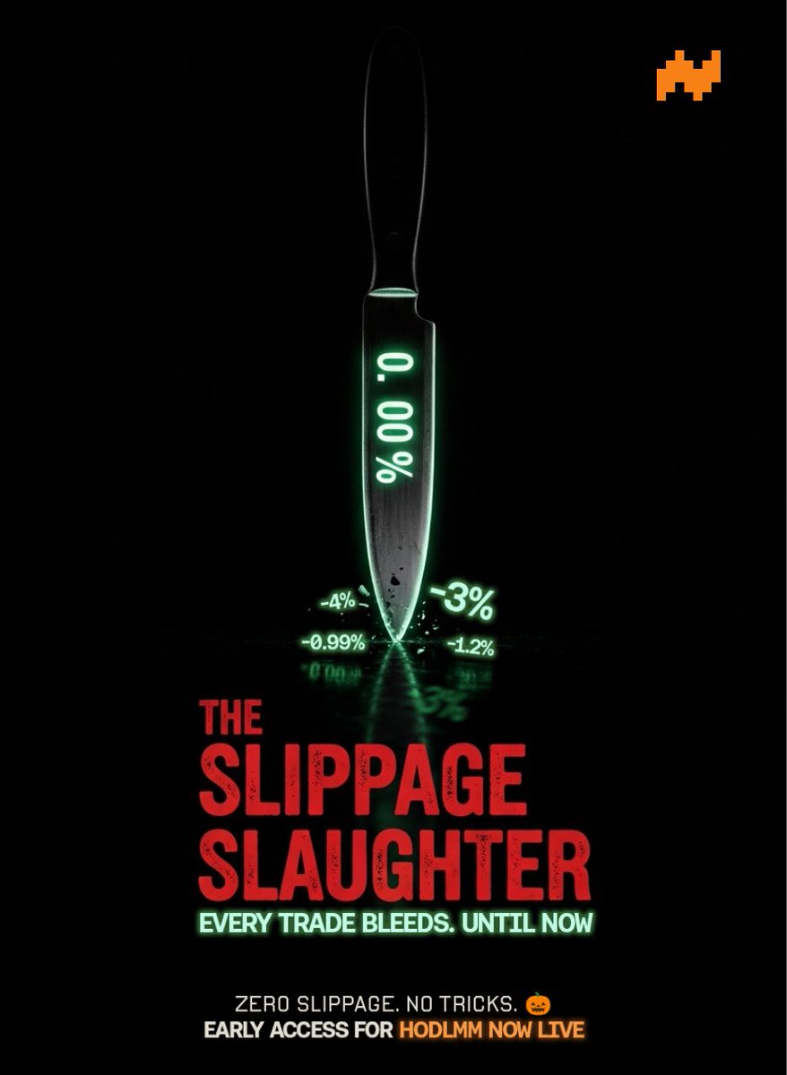 HAPPY HALLOWEEN, THE SLIPPAGE KILLER IS HERE.

The sharps are using knife-like precision to earn 🔪
Now you can too. See what it’s like to trade with 0% slippage.

Early Access to the HODLMM is now live.