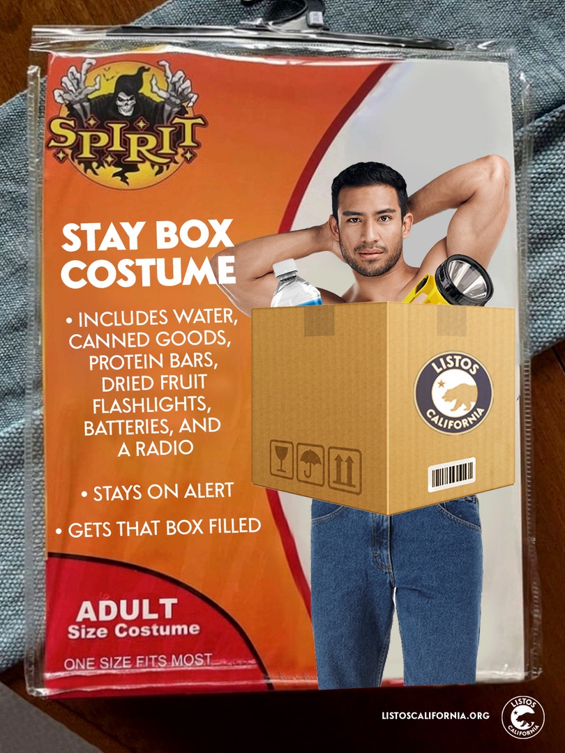 What’s more attractive than being prepared?

This Halloween, dress up as the ultimate adult accessories: a gorgeous Go Bag or a sultry Stay Box!

Find more costume (and preparedness) ideas at listoscalifornia.org