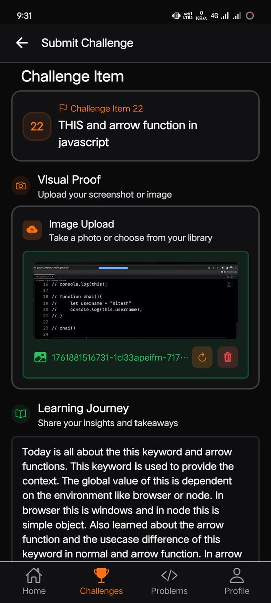 #Day22 of #25daysjschallenge in masterji app.
Topic : This keyword and arrow function 
<a href="/ChaiCodeHQ/">Chai Aur Code</a> <a href="/Hiteshdotcom/">Hitesh Choudhary</a>