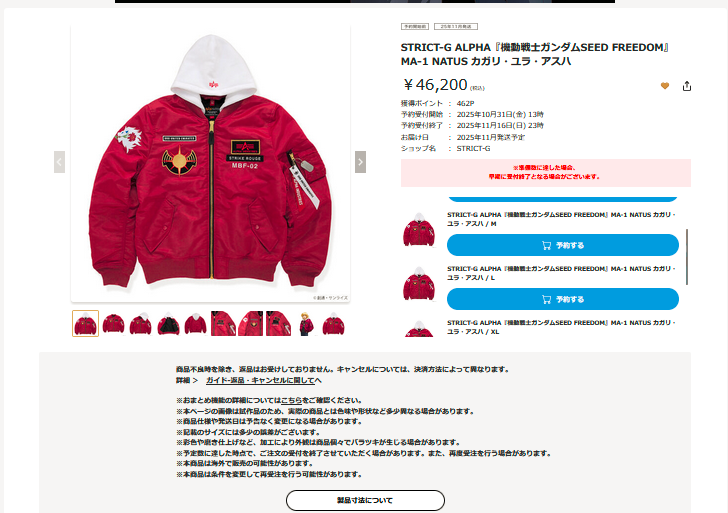 MA-1NATUS STRICT-G カガリ XLサイズ ガンダムSEED STRICT-G ALPHA