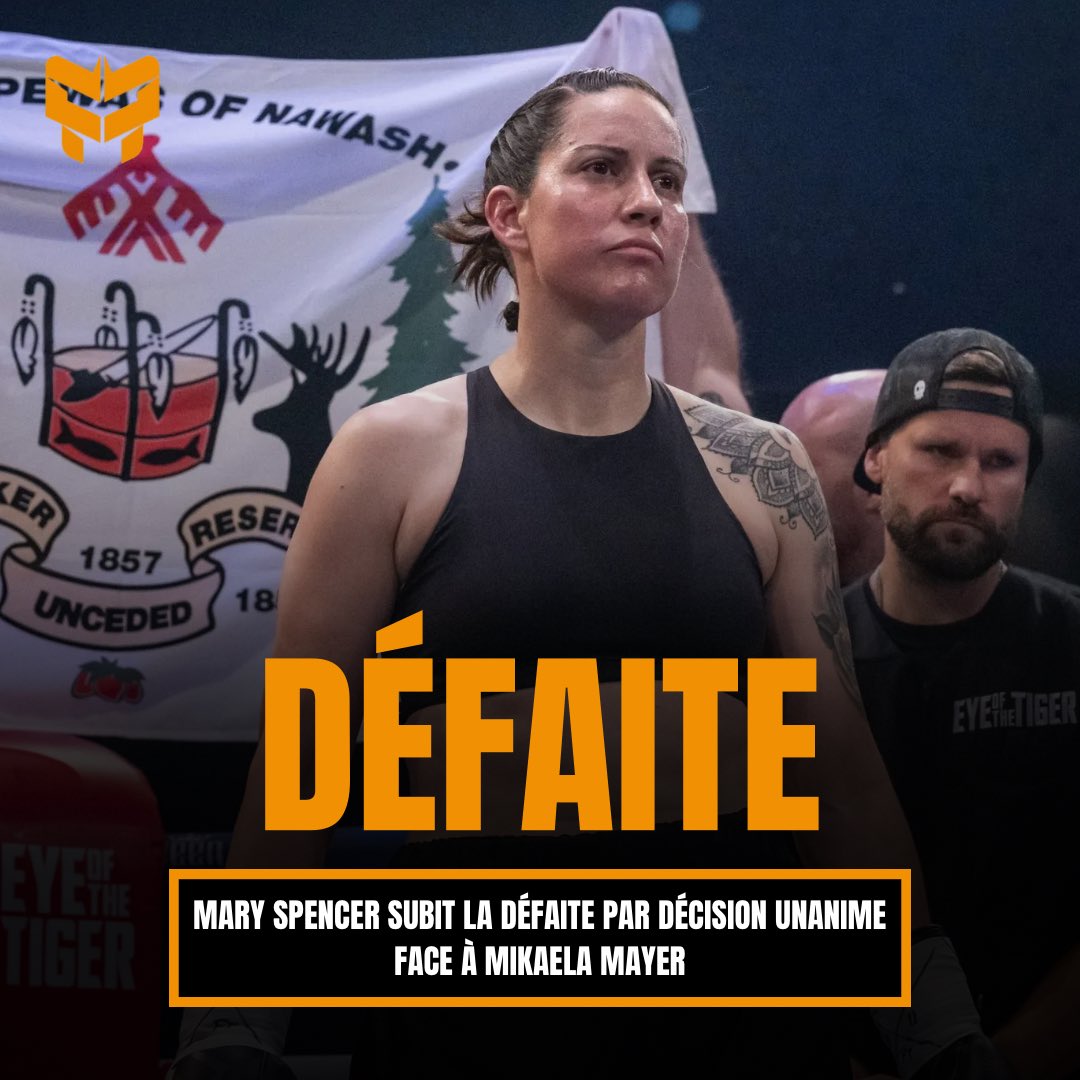 MARY SPENCER SUBIT LA DÉFAITE‼️

Dans un duel pour les titres WBC, WBA et WBO des 154lbs, Mary Spencer s’est incliné face à Mikaela Mayer par décision unanime des juges (100-90, 98-92 X 2). 

#SpencerMayer | #CanadaFighting