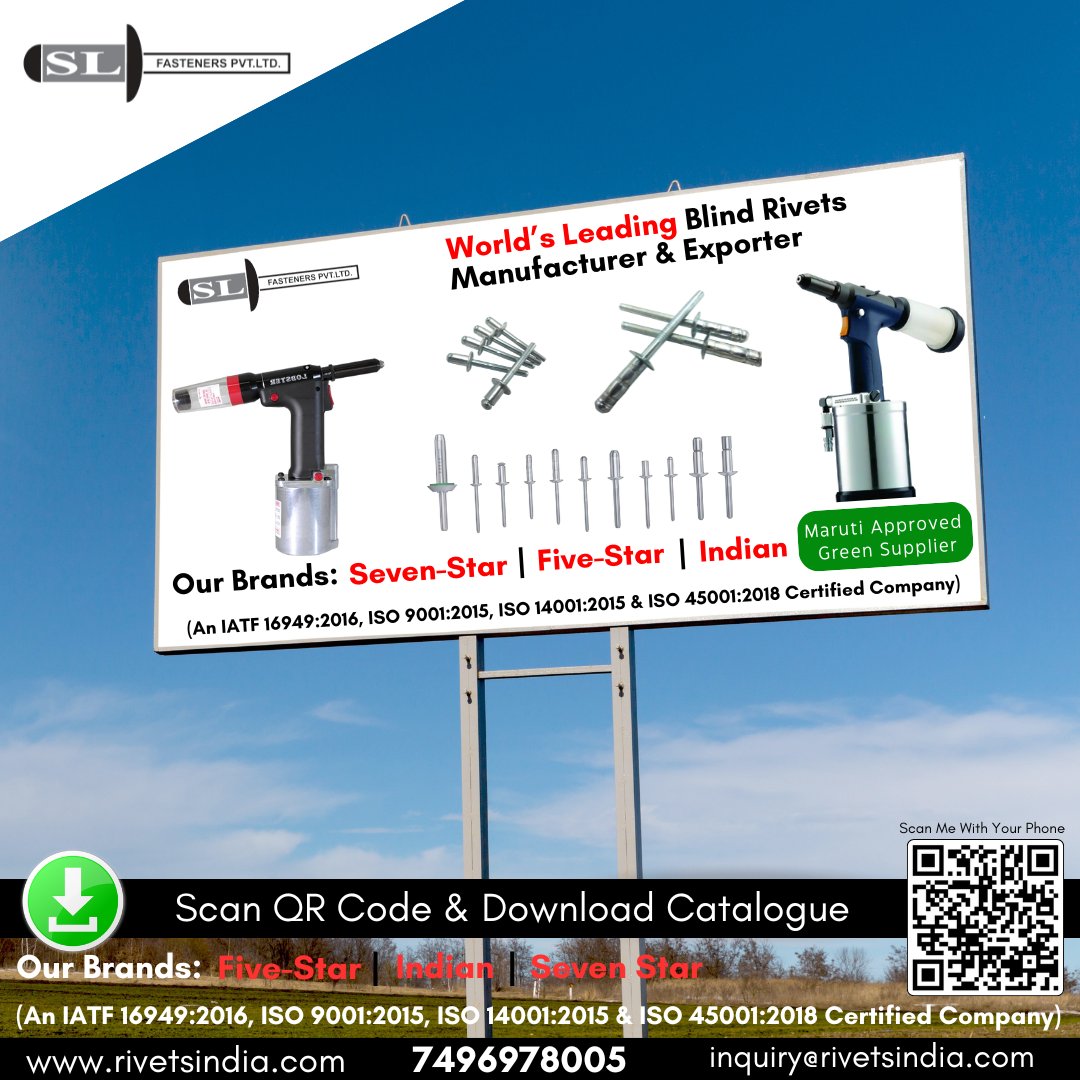 Slfasteners321's tweet image. SL Fasteners Pvt Ltd offers a wide range of premium quality blind rivets for various industrial applications. 
.
.
📷Enquire now
📷+91-7496978005
📷inquiry@rivetsindia.com
Visit us : rivetsindia.com
.
#blindrivets #slfasteners #handtools #pneumatictools