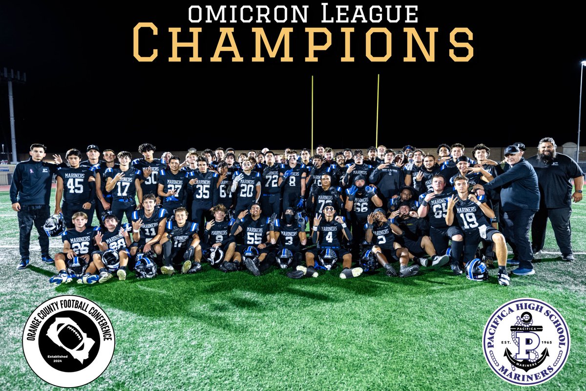 ggusdathletics's tweet photo. Pacifica football are back to back league CHAMPIONS! The Mariners finished 5-0 in the Omicron league for the 2nd straight year. This is Pacifica’s 26th league title #ggusdcrosscountry #phsmariners https://t.co/Jkc6Id5RTV