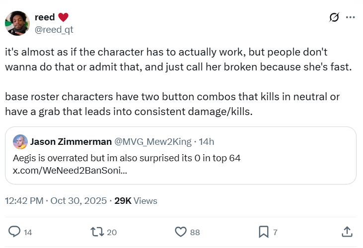 the comments and likes are trying to tell me what aegis is like as a character