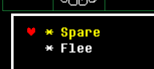 LuigiUTMC's tweet photo. everyone talking about how the undertale spare text is pink and yellow.

it'd be crazy if there were green names that are only briefly mentioned in game... https://t.co/j16cSLS8Fu