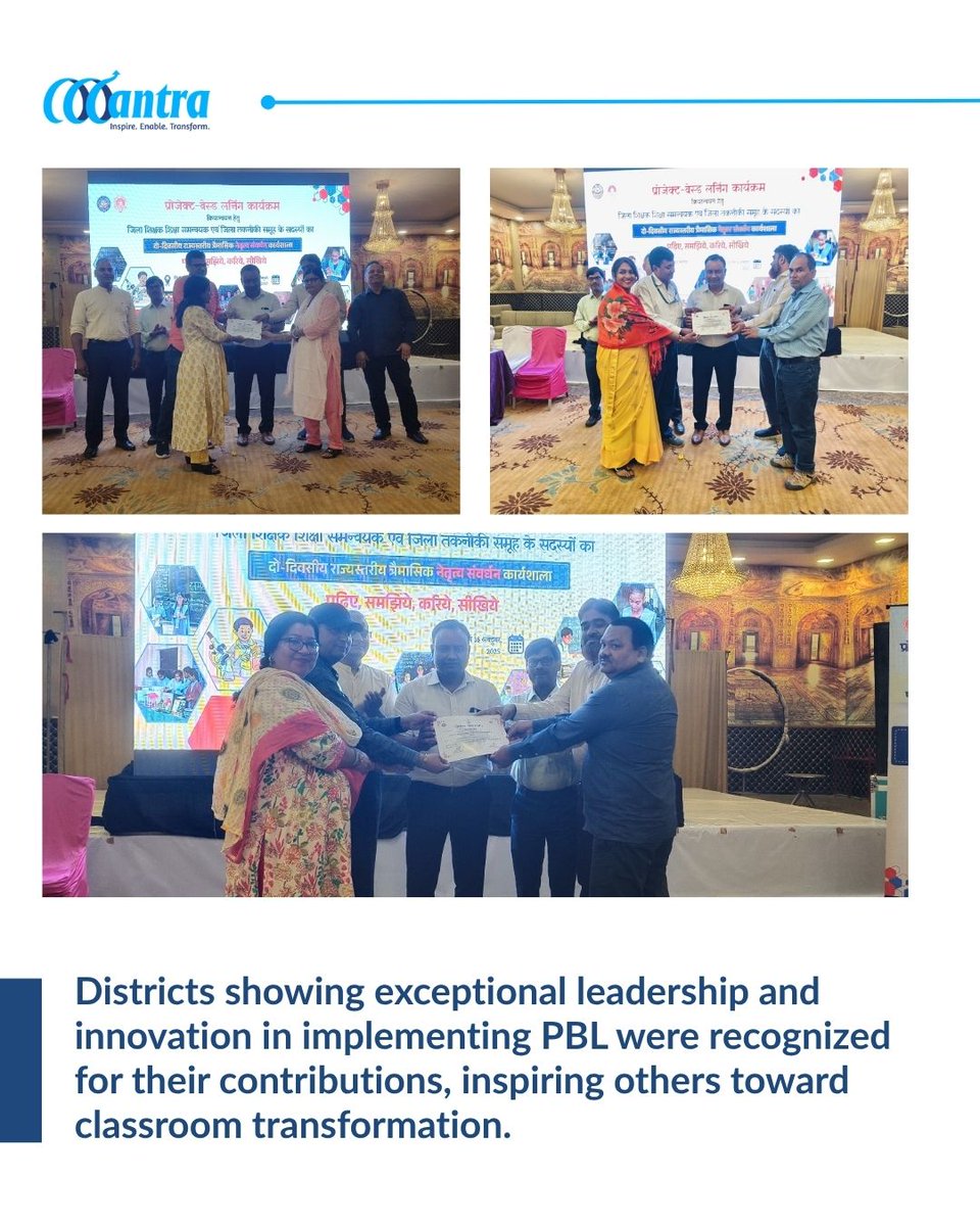 mantra4change's tweet image. Districts like Lakhisarai, Vaishali &amp;amp; Gaya were recognised for their inspiring efforts.

#PBL #ProjectsbasedLearning #SCERT #BEPC #LeadershipDevelopment