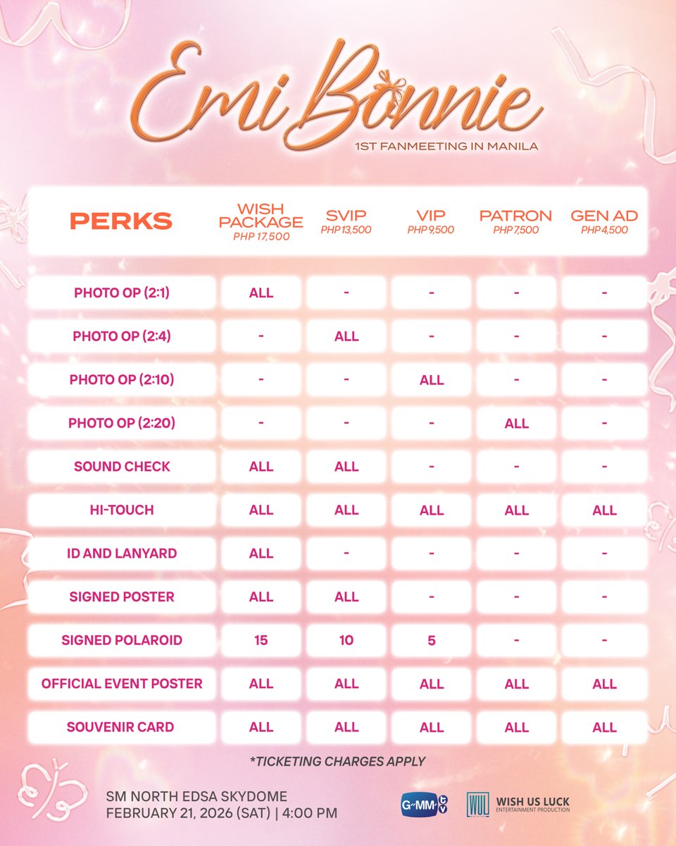 GMMTV's tweet image. Celebrate the month of love with Emi and Bonnie as they make their way to meet ANY in Manila for the first time!🧡💜
Witness sweet moments and make beautiful memories together on EMI BONNIE 1ST FAN MEETING IN MANILA happening on February 21, 2026, 4PM at the SM North EDSA…