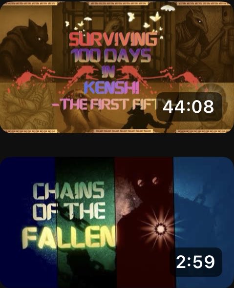 Two new drops this weekend! 
Saturday, November 1st will see both Surviving 100 Days in Kenshi | the First Fifty &amp; Chains of the Fallen release at 12 pm CST! #kenshi #originalmusic
Channel Link: youtube.com/@pixilatedchro… via <a href="/YouTube/">YouTube</a>