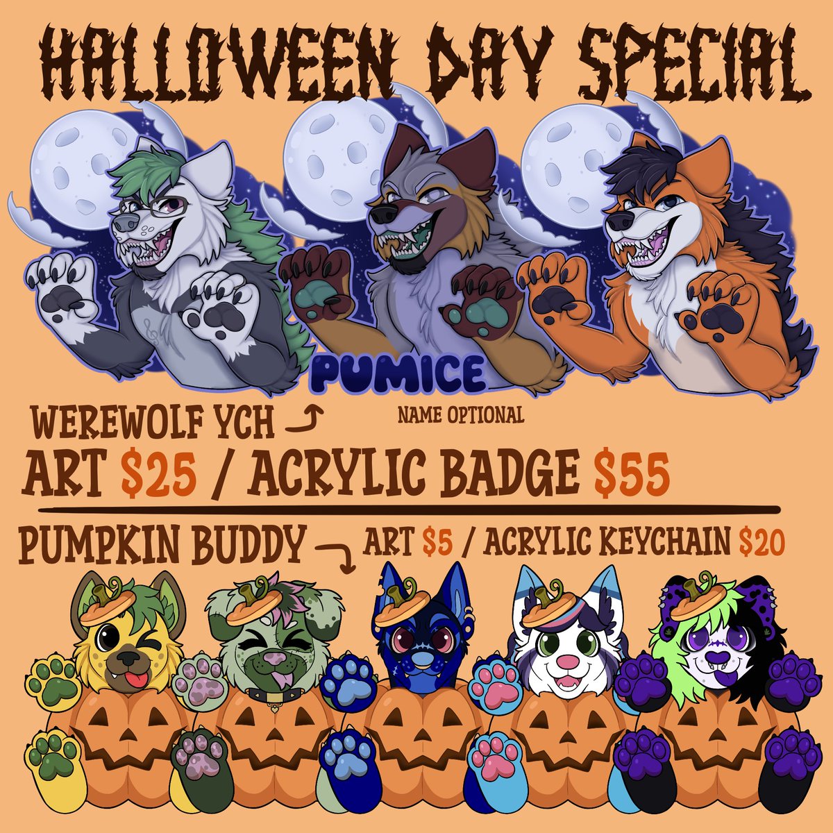Happy Halloween!!! Today is the last day to get my halloween themed YCHs, now on sale for today only!! 🎃🐺