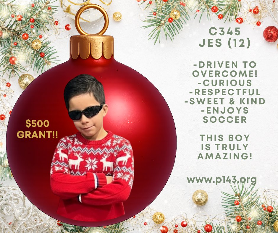 P143Org's tweet image. JES has a $500 Grant!!!

JES is full of personality, fun, and motivation — and he’s so worth getting to know. He is a bright spirit who sees with his heart!

Register today to learn more about JES!
 p143.org/pre-registrati…
