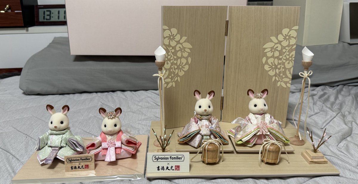 吉徳さん×シルバニアお雛様】 シルバニア親王(座り・立姿) 並べてみ