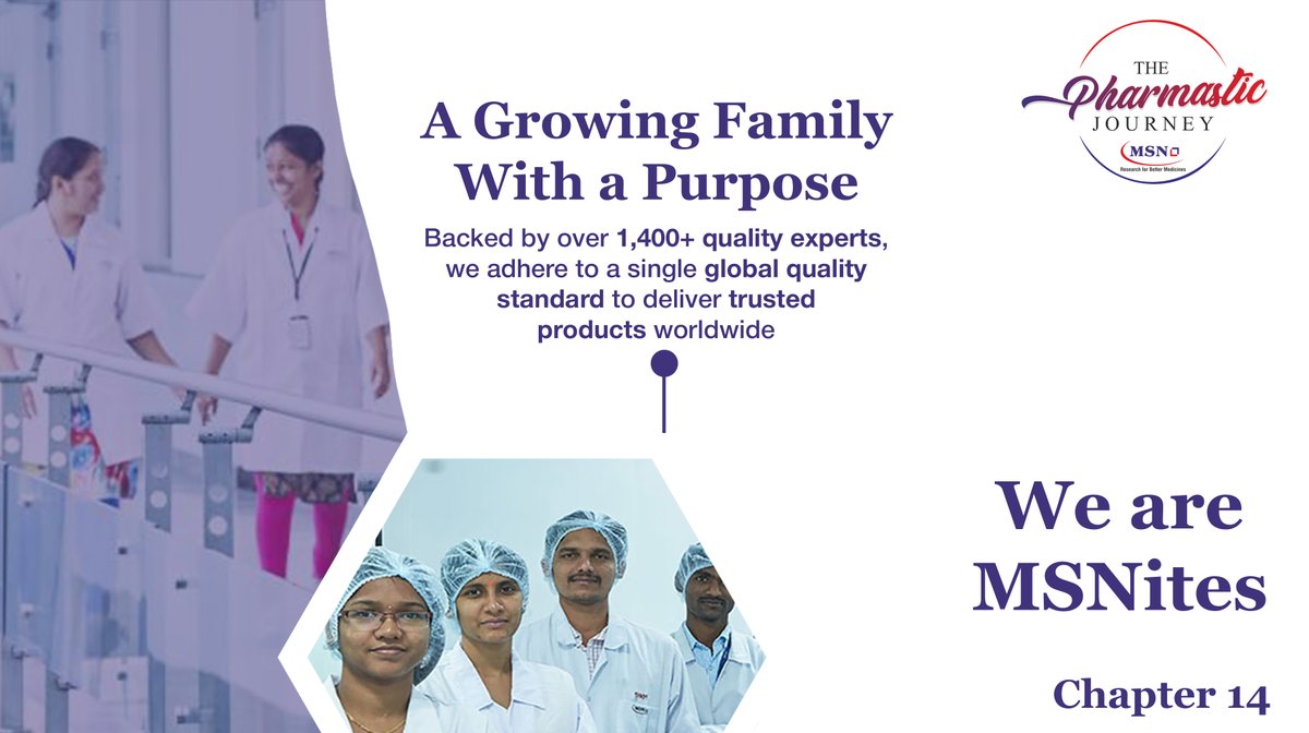 A Growing Family With a Purpose 
At MSN, over 1,400+ quality experts work with a shared commitment upholding a single global quality standard to deliver trusted products across the world. 

 #ThePharmasticJourney | #WeAreMSNites | #QualityFirst | #MSNLabs | #PharmaExcellence