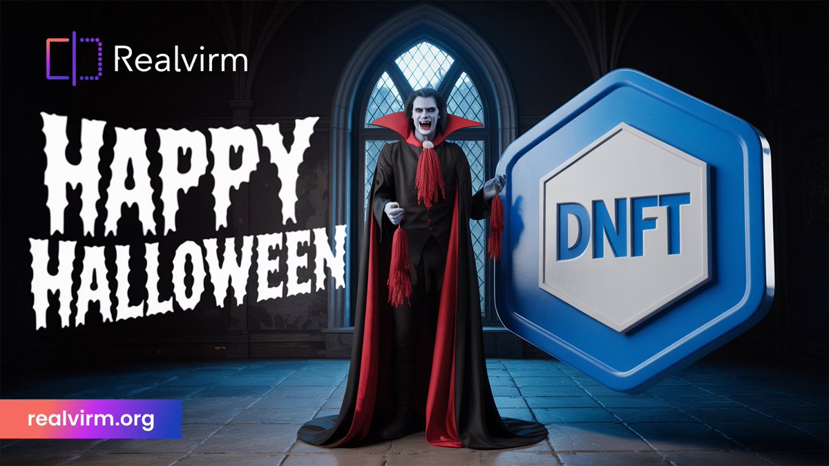 Realvirm's tweet image. 👻 When real-world assets meet the supernatural! 

🧛‍♂️ #Realvirm turns tangible value into on-chain phantoms called dNFTs. 

💀🏦 Trade safely through the spectral markets of Web3! 

#Halloween #Halloween2025