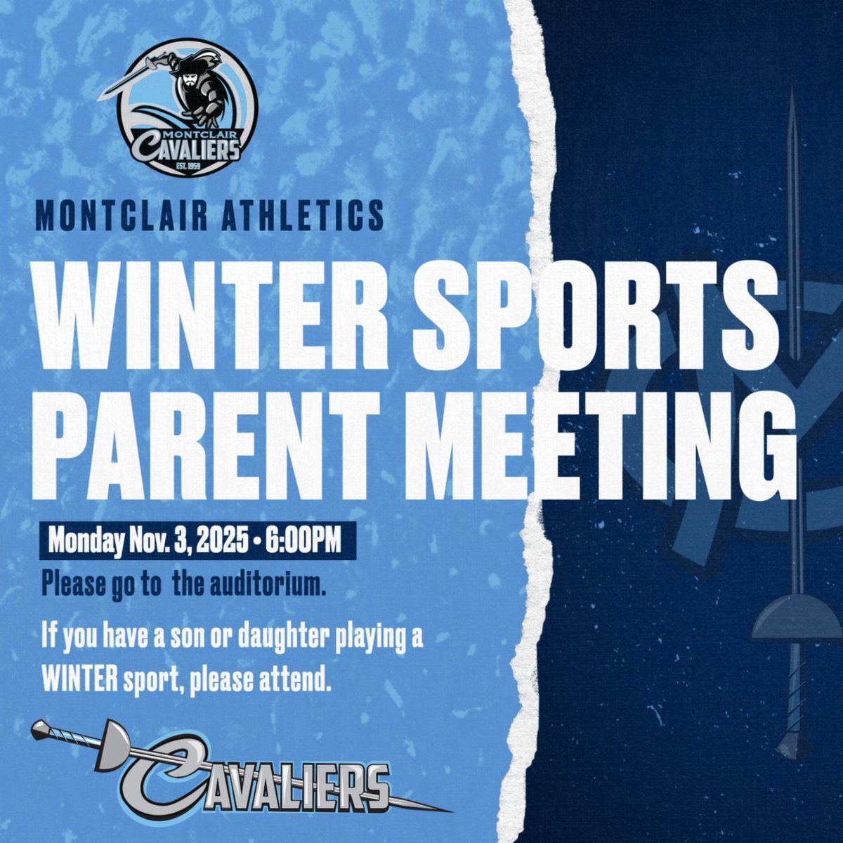 Meet your coach!  If your son or daughter is playing basketball, soccer, wrestling, or water polo please attend this meeting with the Head Coach.