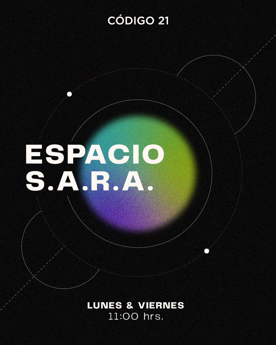 codigo21_radio's tweet photo. 💭Donde la ciencia, el arte y las ideas se encuentran, nace #EspacioSARA. Explora tu curiosidad y expande tu conocimiento 🚀🌌

🕚11:00 hrs.
🔗 https://t.co/5Xi3ppWOZh | https://t.co/kXMehXYcOx
#LoQueTienesQueEscuchar https://t.co/IzD8P3j7pb