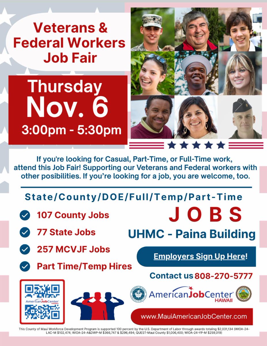 Check out the Veterans and Federal Workers Job Fair next Thursday, Nov. 6.