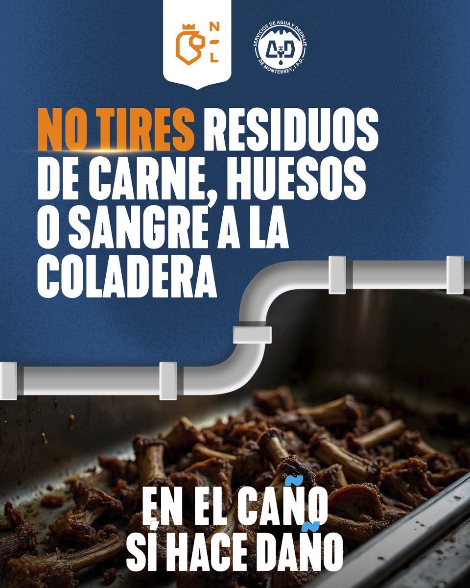 ¡En el caño sí hace daño! 🚯🛠💦

Cuando cocines y laves los trastes, no tires los restos de comida por la tarja. ¡Ayúdanos a prevenir taponamientos en el drenaje!