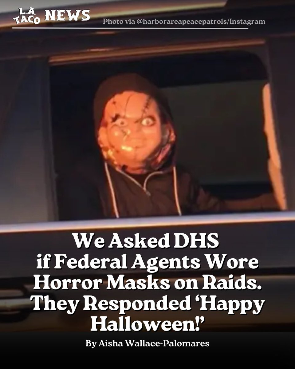 LATACO's tweet image. “They have fun while doing it, which is deeply disturbing. We expect some level of decorum from government officials,” says Phoebe, a member of Harbor Area Peace Patrols, who snapped the photo of the masked agents driving out of San Pedro on Tuesday morning.
The full story:…