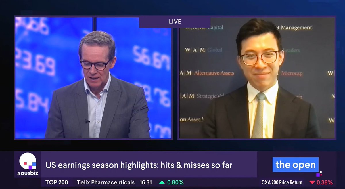 WAM Global (ASX: $WGB) Deputy PM William Liu spoke to @ausbiz on the latest US reporting season. Will covered companies including $V, $MSCI, $MSFT, $META and $GOOGL. 
Watch the full conversation here: ausbiz.com.au/media/us-tech-…