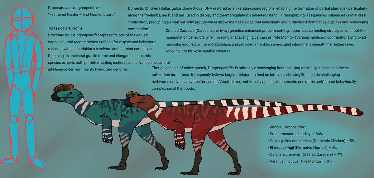 SolanTHM69420's tweet photo. Another animal in my Alternate universe Jurassic park is Proceratosaurus a distant ancestral relative of Tyrannosaurus one of the many dinosaurs with beautiful plumage in the park 
#jurassicpark #dinosaurs #Proceratosaurus https://t.co/SrQsk7rklC