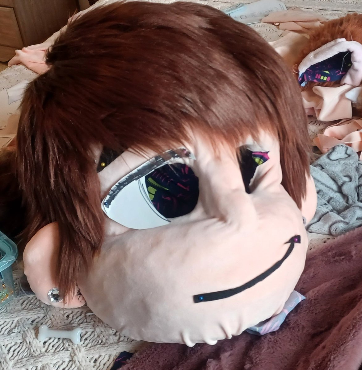 sharpytown's tweet image. Face and ears are sewn/glued.
