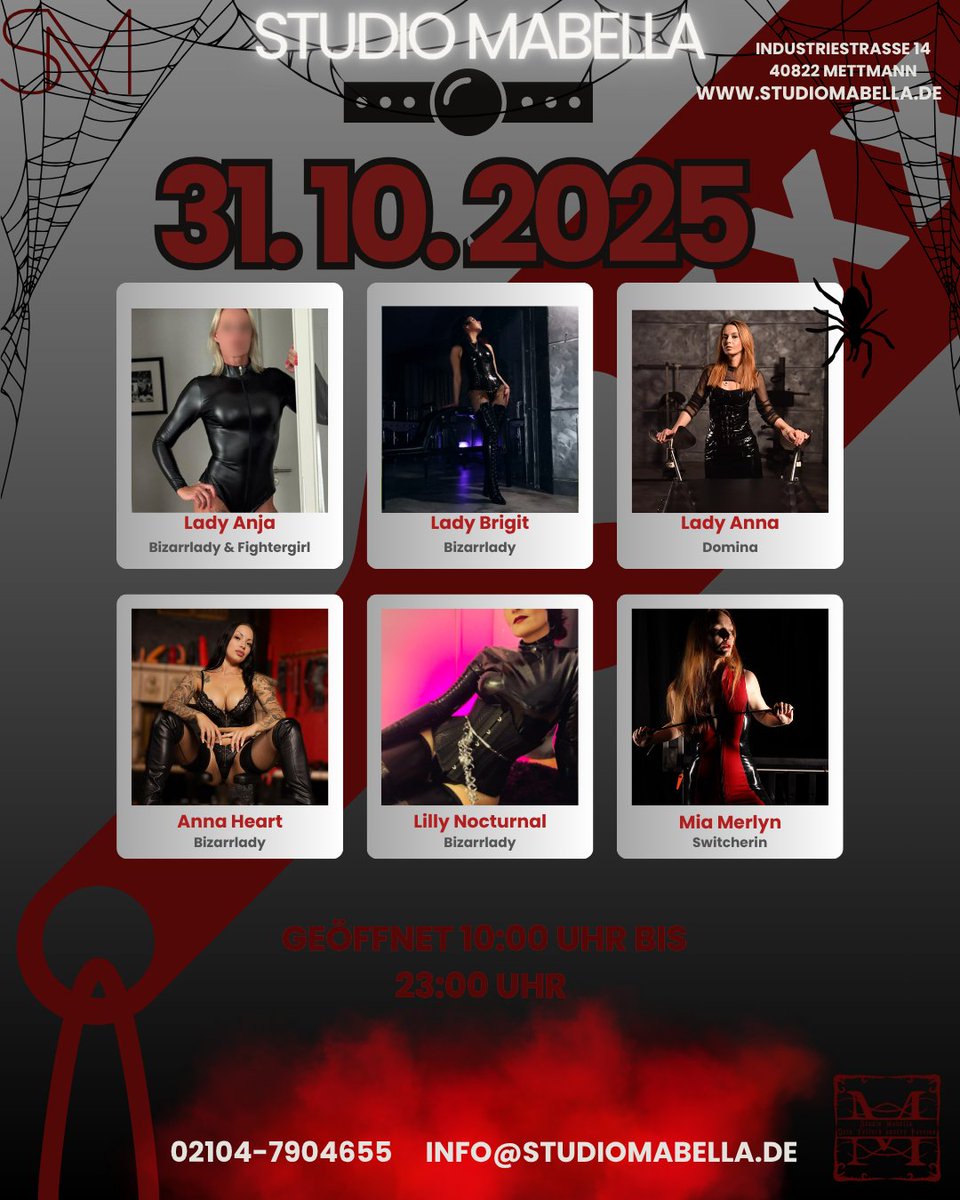 Im Studio Mabella in Mettmann wird aus Halloween ein Fest der Sünde – hier spielen die Damen mit deinen wildesten Gelüsten...

Bereit, deine Grenzen blutig neu zu definieren? 🔥

studiomabella.de
info@studiomabella.de
021047904655
🔗 #MabellaMettmann #KinkyHalloween