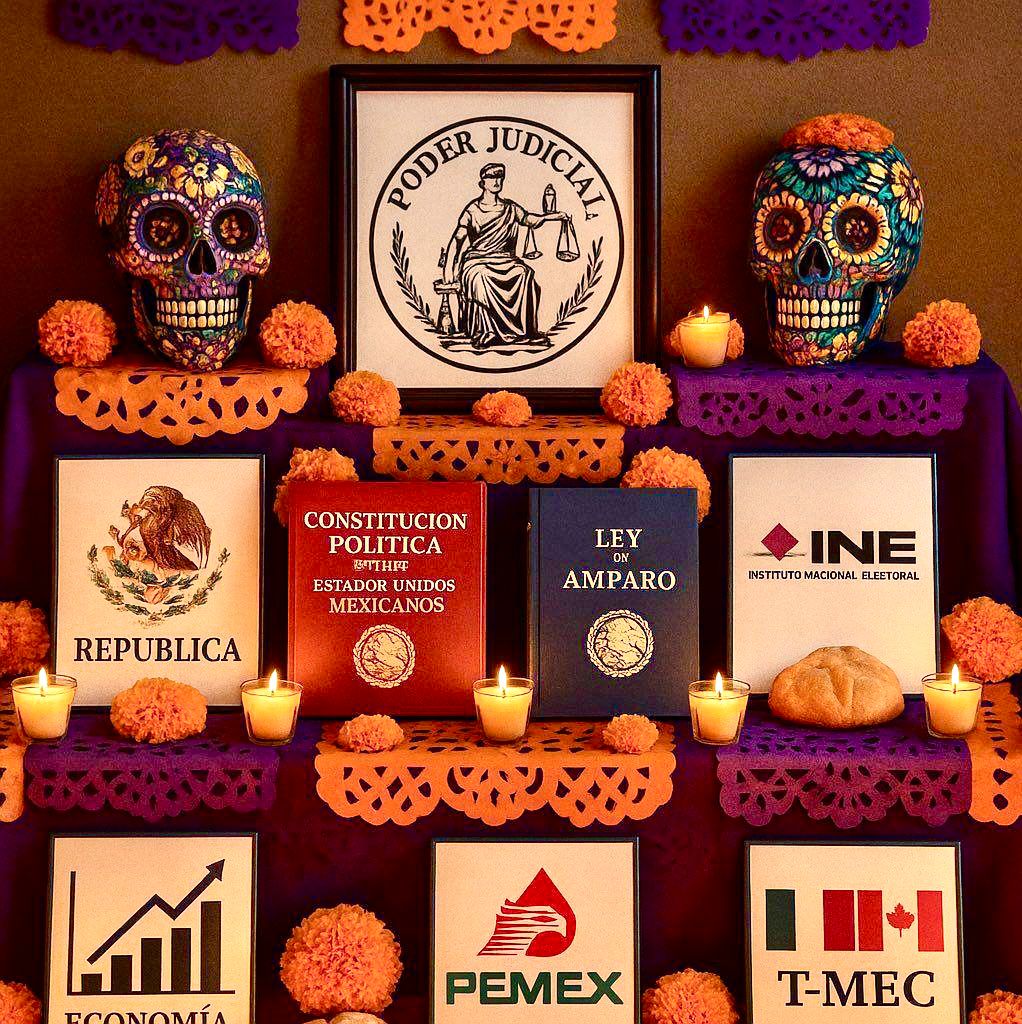 El mejor altar d muertos ya está listo y van por más los d la 4T. <a href="/alitomorenoc/">Alejandro Moreno</a> <a href="/Claudiashein/">Claudia Sheinbaum Pardo</a> <a href="/El_Universal_Mx/">El Universal</a> <a href="/salomonj/">Salomón Jara Cruz</a> <a href="/lorenzocordovav/">Lorenzo Córdova V.</a> <a href="/CarlosLoret/">Carlos Loret de Mola</a> <a href="/CongresoOaxaca_/">Poder Legislativo Oaxaca</a> <a href="/GobOax/">Gobierno de Oaxaca</a> <a href="/benmorinmx/">Benmorin Mx</a> <a href="/Caballer0DLN/">El Caballero de la Noche.</a> <a href="/DoroteoMorro/">El Morro doroteo garcia</a> <a href="/efektoaguila/">Alfredo Martínez d A</a> <a href="/leyvaguilar/">Fco. Alejandro Leyva A.</a> <a href="/CiroGomezL/">Ciro Gómez Leyva</a> <a href="/nathanoax/">Juan Perez Audelo</a> <a href="/sofyvaldivia/">Sofy Valdivia</a>