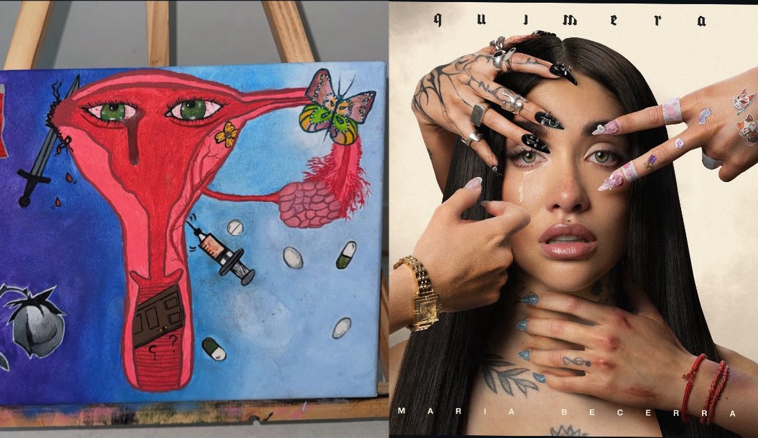 estoy loca o hay cierta similitud entre el cuadro que pintó maria becerra y la portada del album?hasta la lágrima en el ojo izquierdo..😭💔