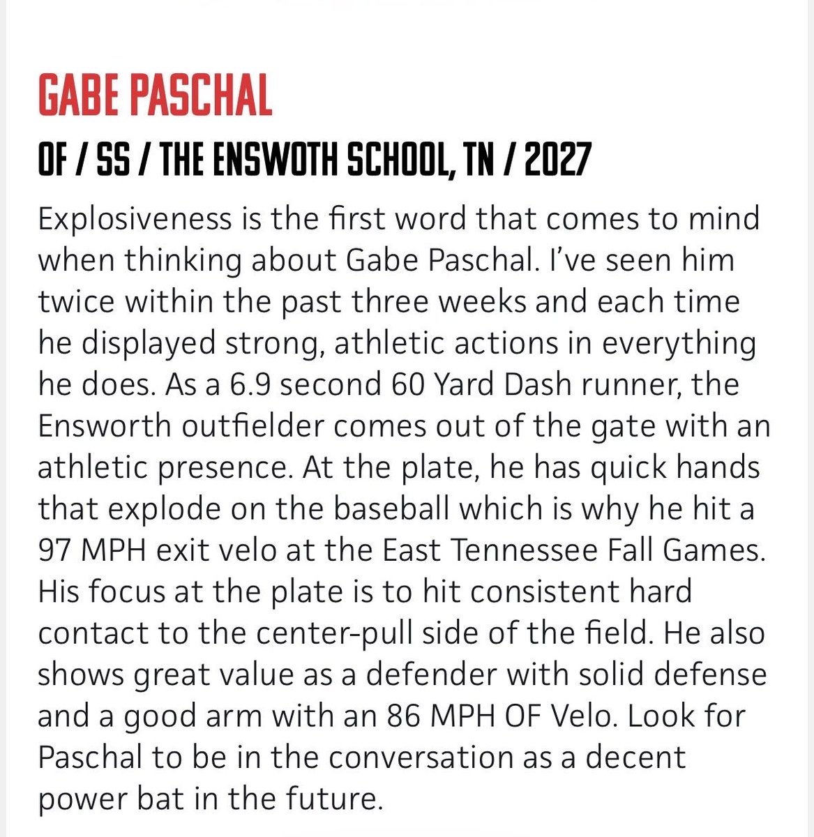 Thank you <a href="/_HuntMartin/">Hunter Martin</a> and <a href="/PrepBaseballTN/">Prep Baseball Tennessee</a> for recognizing me as a top performer at the east tennessee fall games. <a href="/RJ_Bell65/">RJ Bell</a> <a href="/KNIGHTS_BASEBTN/">KNIGHTS BASEBALL</a> <a href="/Jason_Maxwell9/">Jason Maxwell</a>