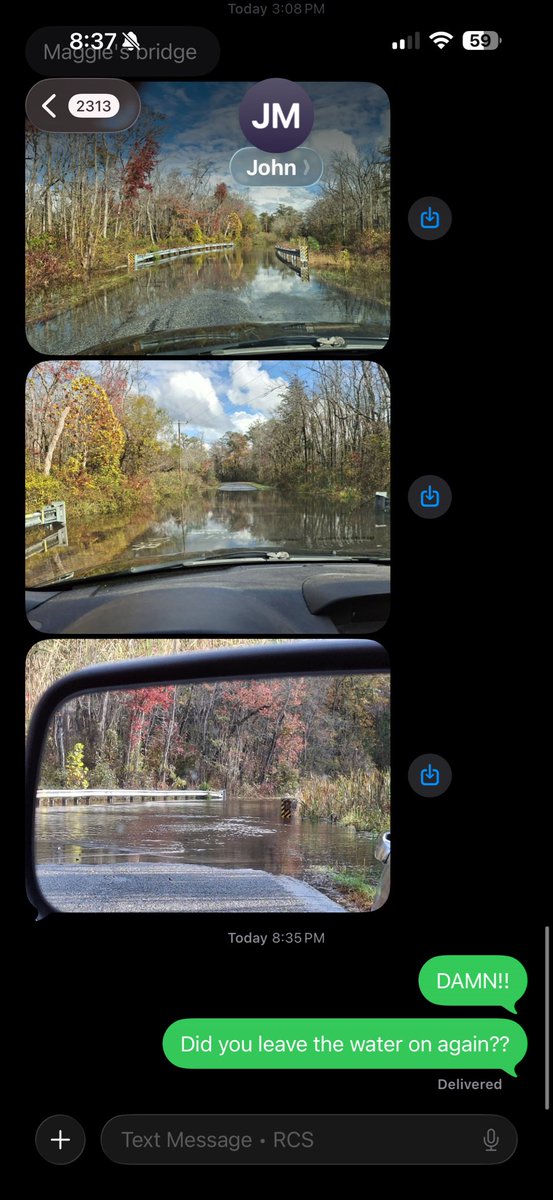 John left the water on at Maggie’s Bridge last night 😭😂😂😂😂